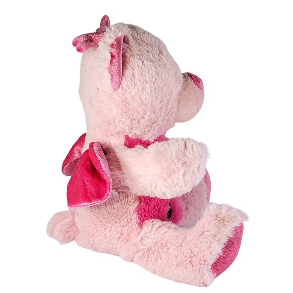 Dan Dee 14" Pink Bear in Ladybug Costume Plush Stuffed Animal Toy Hearts Glitter - Picture 4 of 10